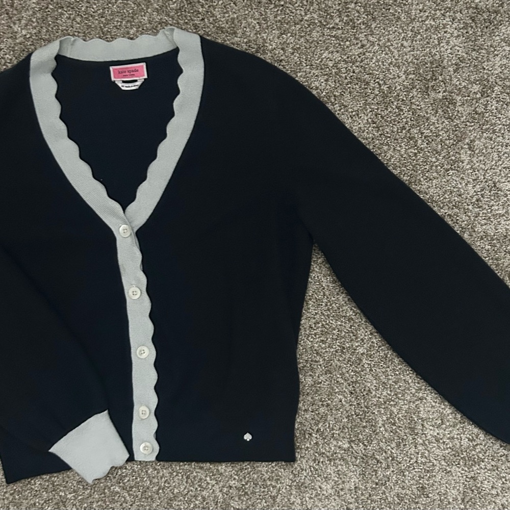 Kate Spade Scalloped Navy Cardigan